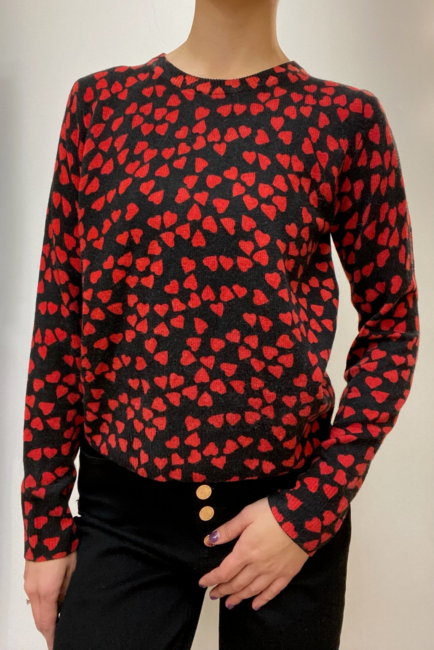 Equipment Heart Print Knit Sweater Size XS