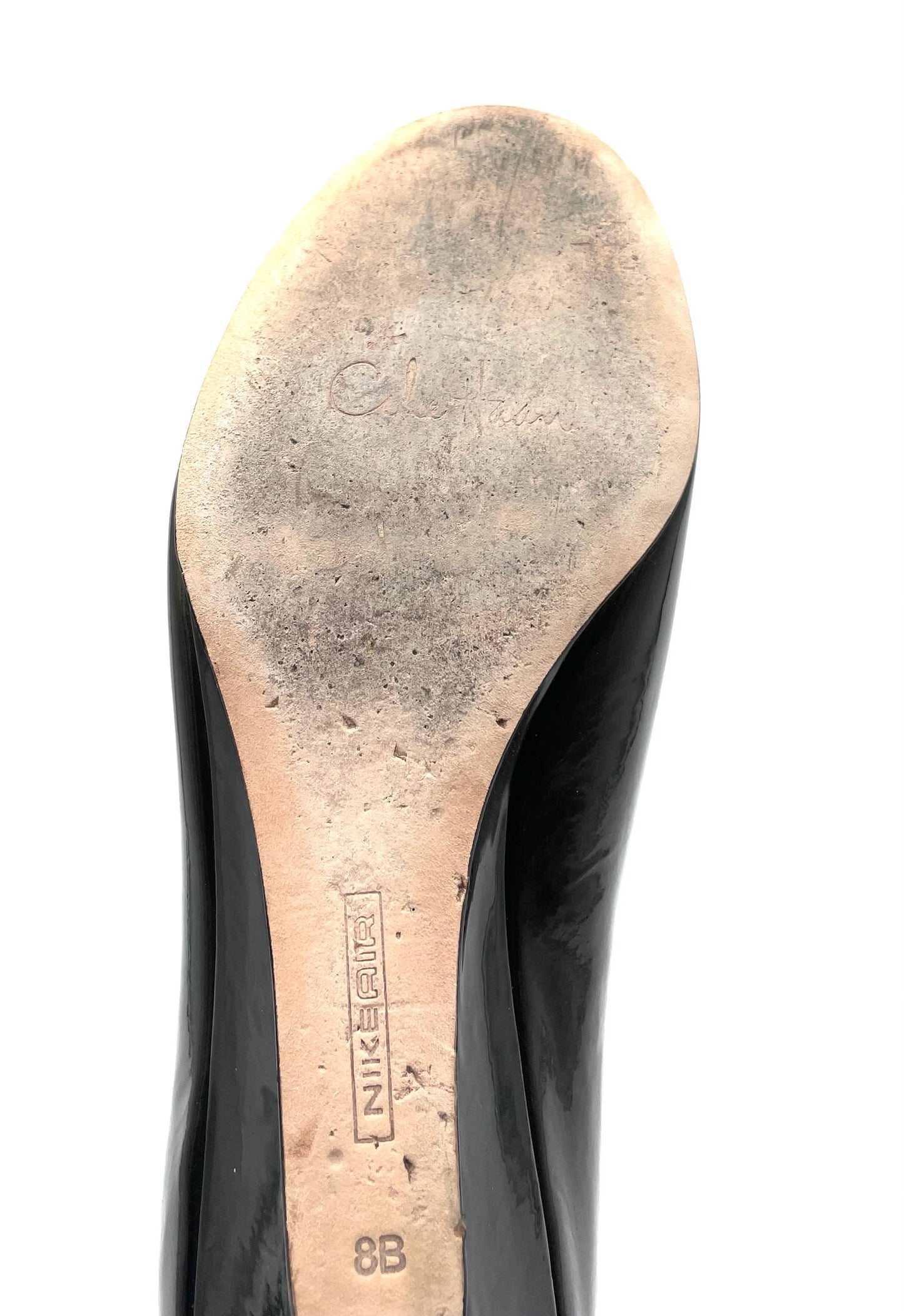 Stuart Weitzmann Grey Patent Open Toe Wedge Pump Size 8B