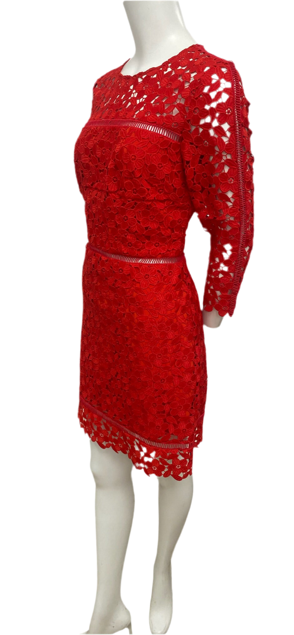 Cynthia Rowley Red Long Sleeve Lace Sheath Dress Size 6