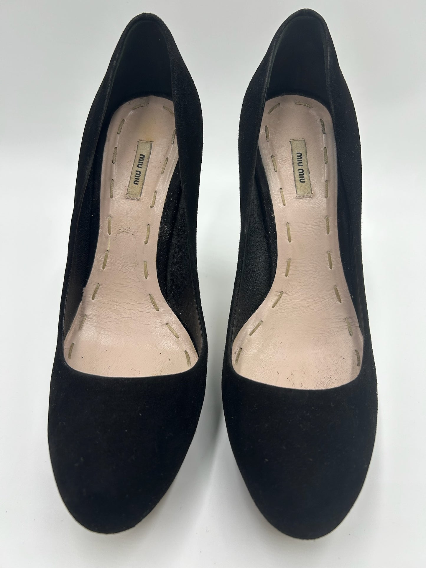 Miu Miu Black Suede Platform Pumps Size 36.5