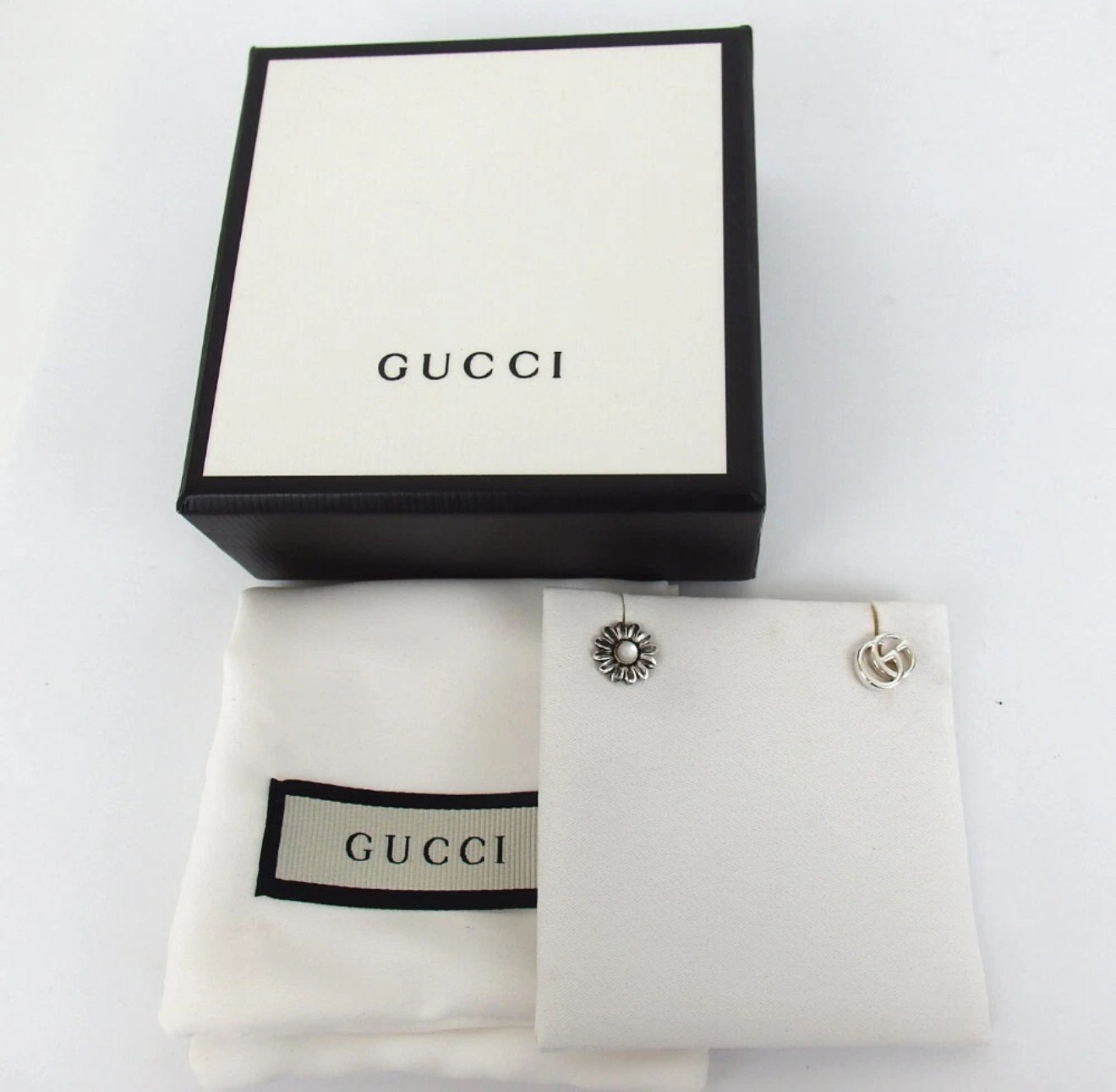 Gucci GG Marmont Silver Flower Stud Earring