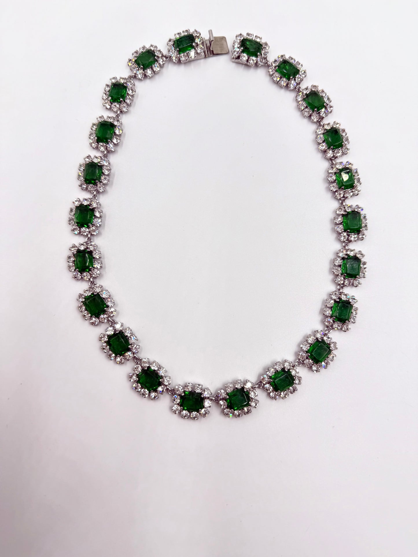 Rare Vintage 1973 Christian Dior Emerald Green & Glass Stone Necklace, Bracelet & Earring Set ( Collectible Piece)