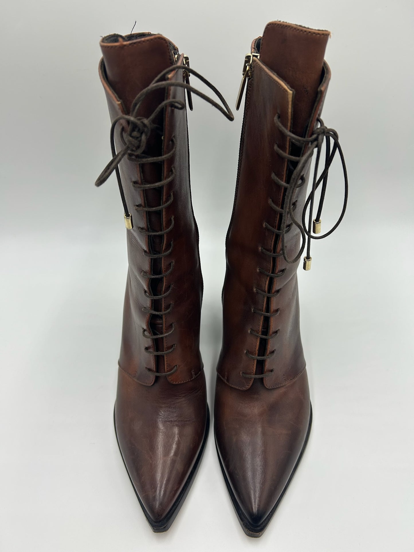 Capezzani Brown Leather Lace Up Boots Size 39