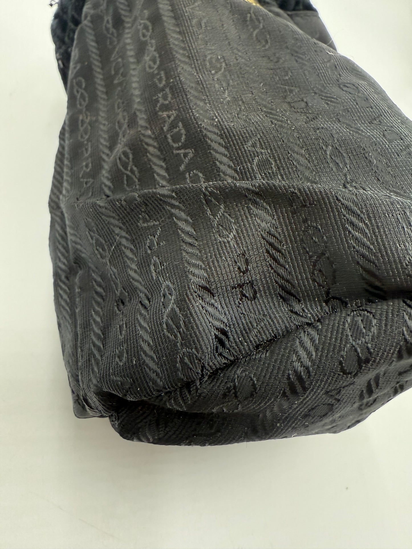 Vintage Prada Black Velvet Beaded Bucket Bag