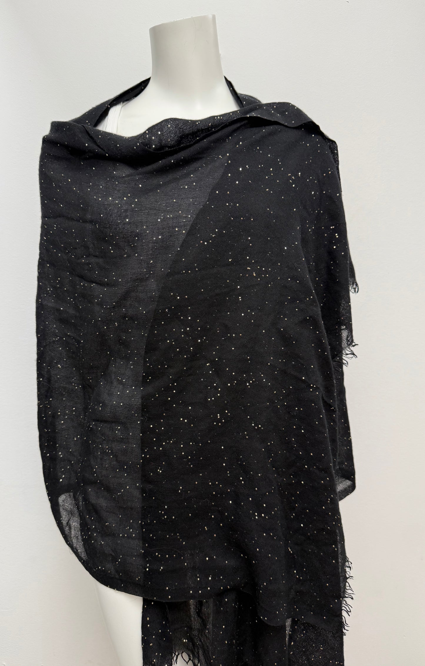 Louis Vuitton Black Sequin  Cashmere & Silk Scarf