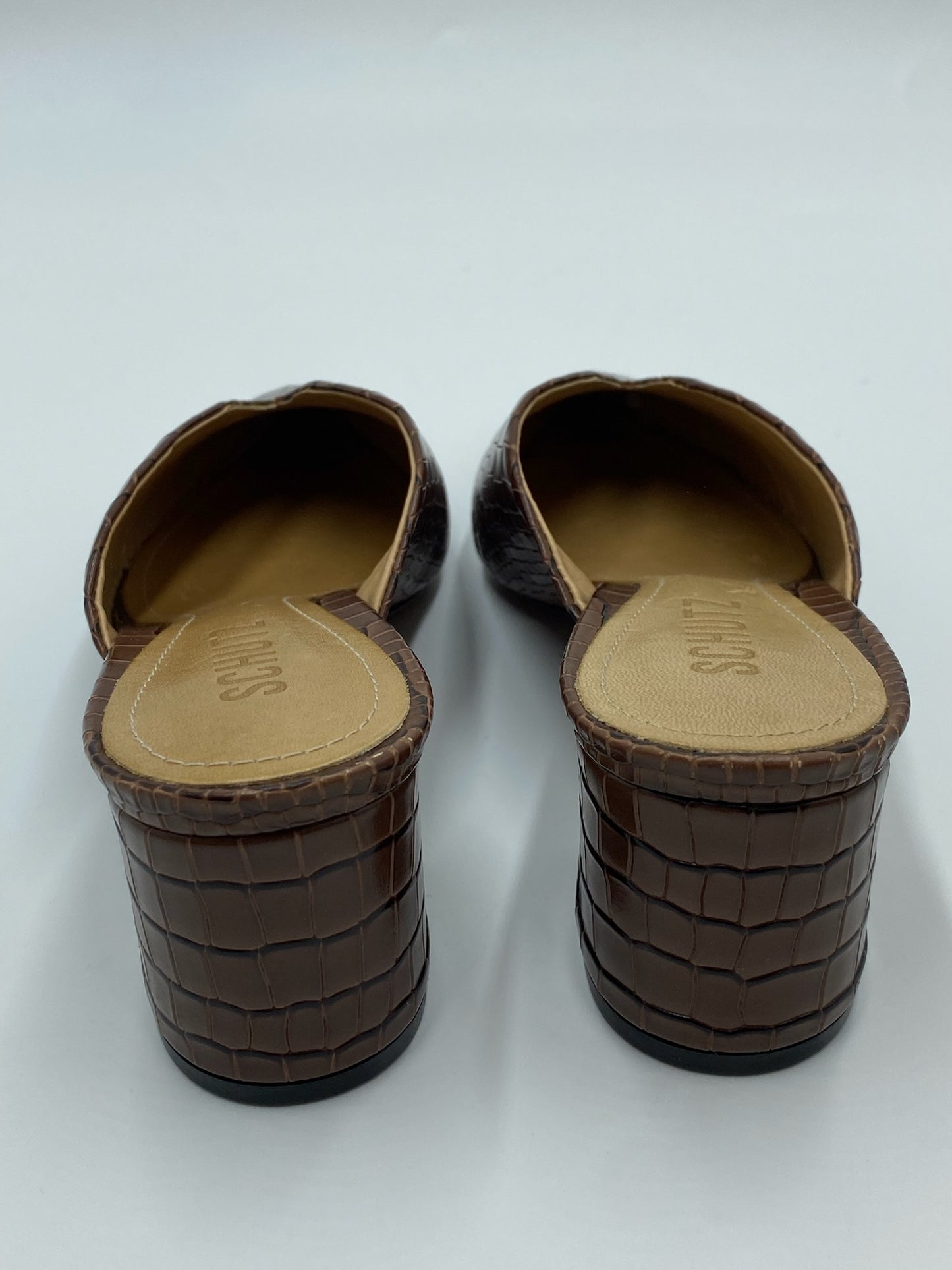 New Schutz Brown Embossed Leather Mule Size 5B