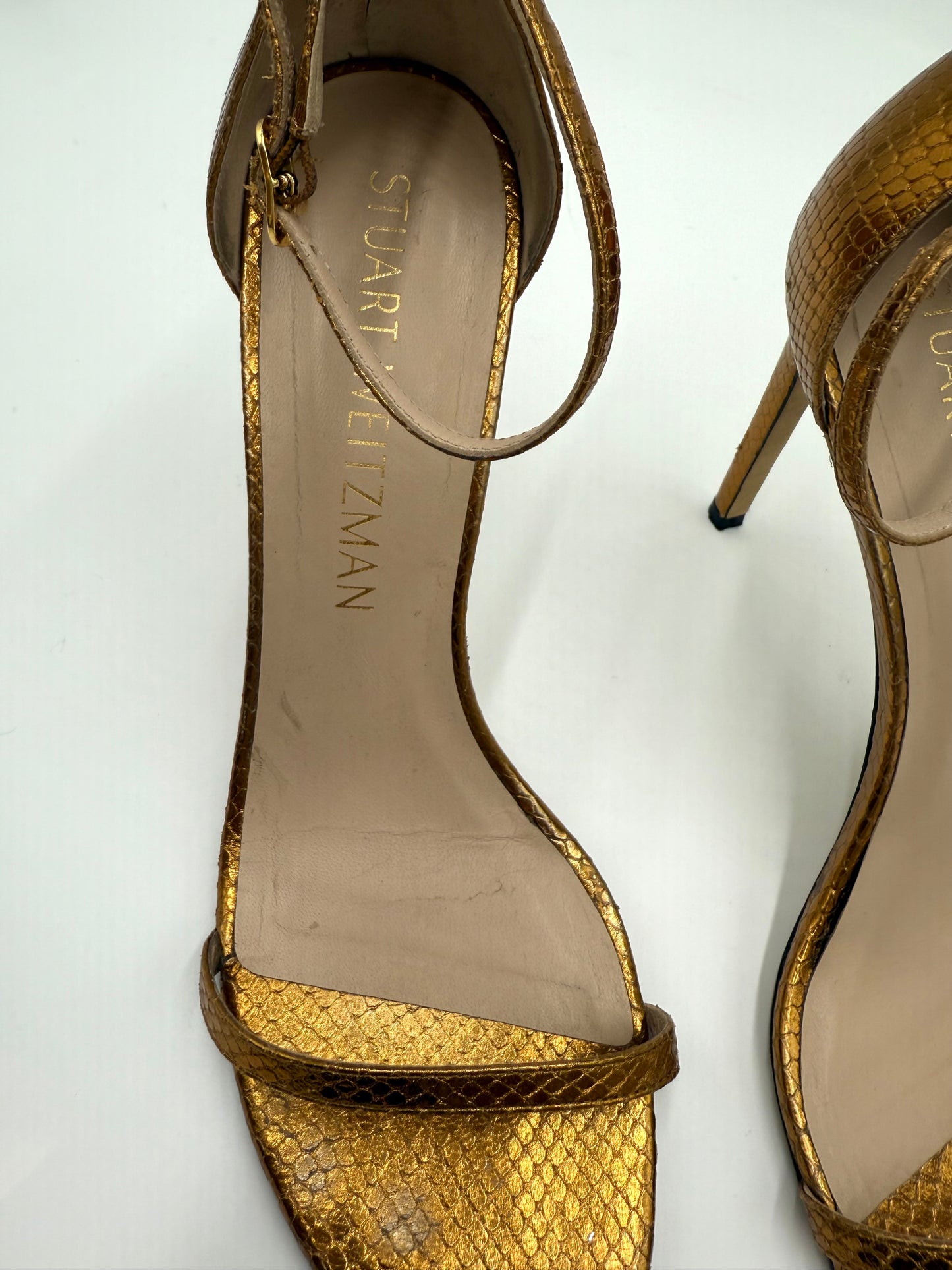 Stuart Weitzman Gold Strappy Heels Size 11.5