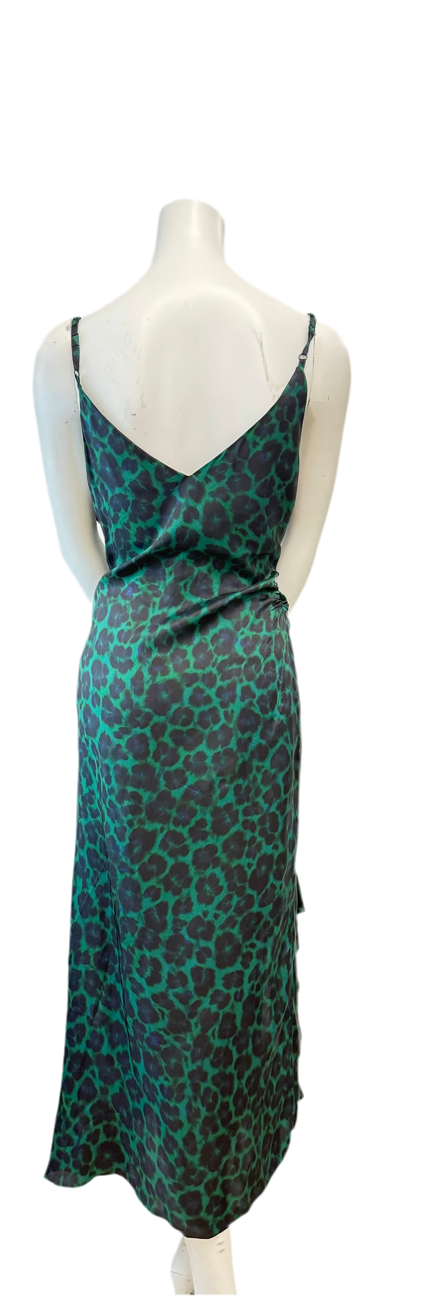 Brand New Sandro Green Leopard Print Slip Dress Size 10
