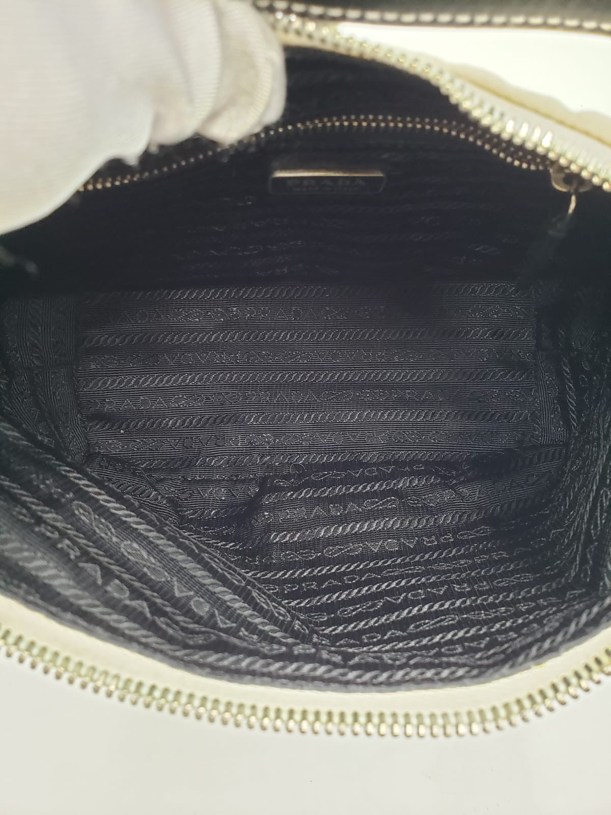 Prada Tessuto Sirio Bianco Nero Pochette Handbag