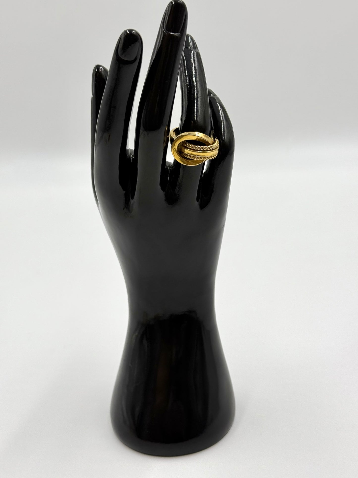 Vintage Christian Dior 1973 Gold Twist Ring Size 7.5