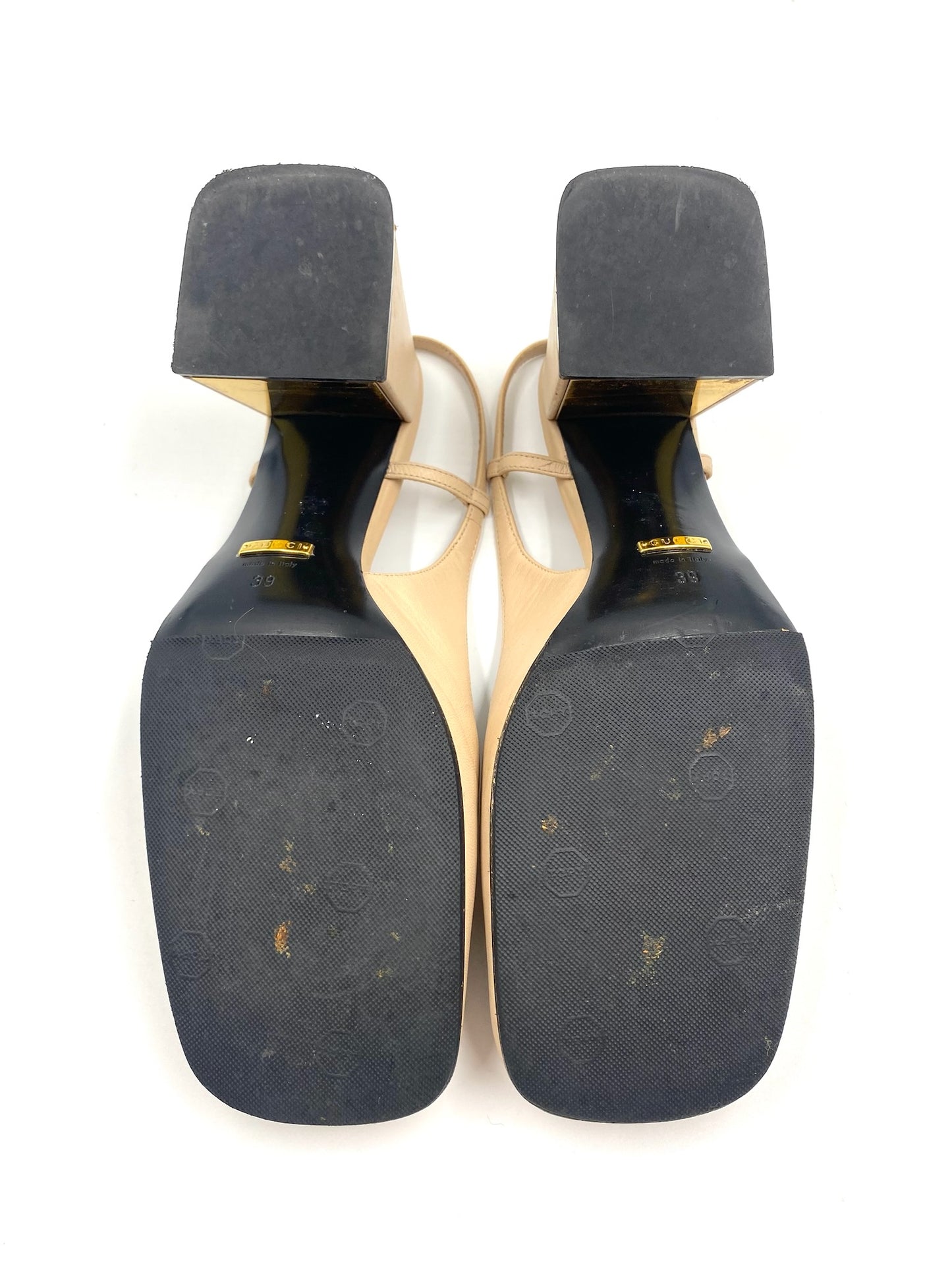 Gucci Biege Slingback Block Heels Size 39