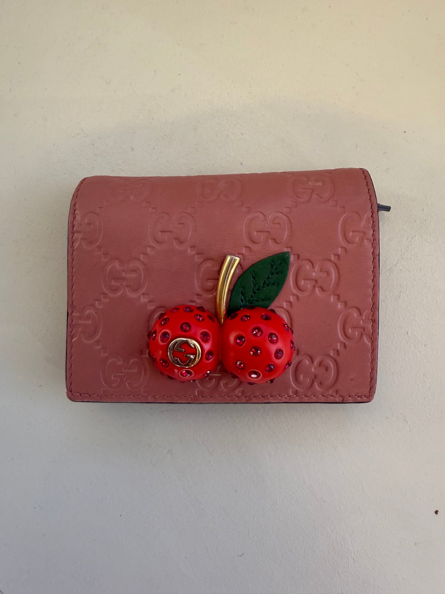 Gucci Embossed Pink Cherry Wallet