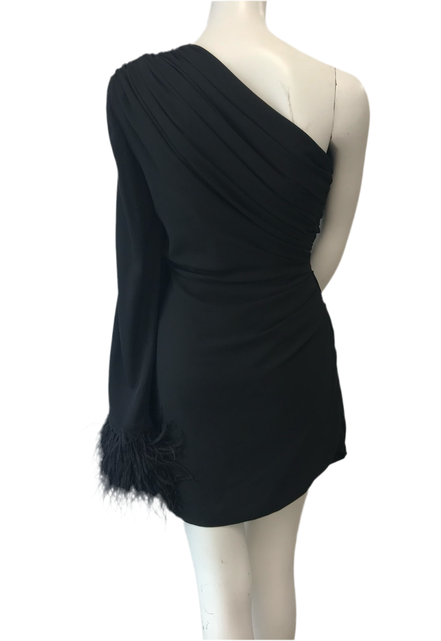 Bronx & Banco Black Feather Sleeve Mini Dress Size M