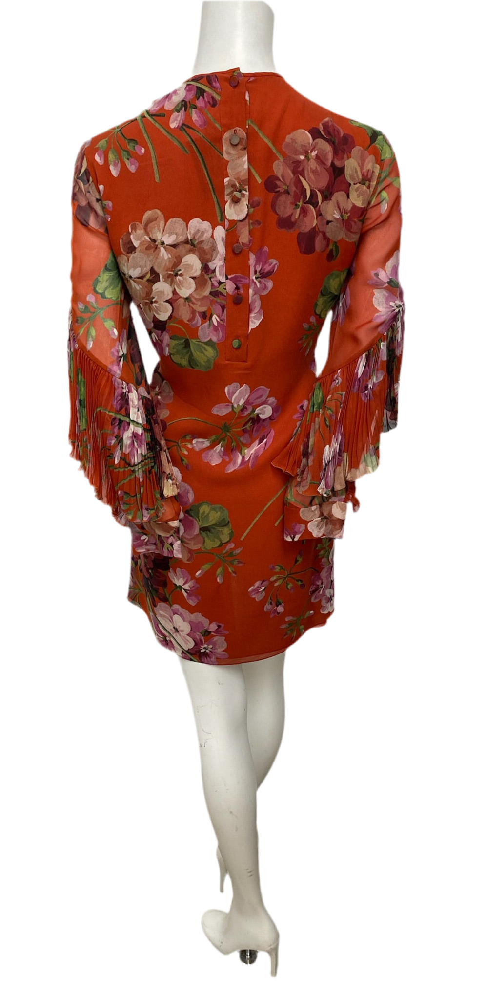 Gucci Red Floral Silk Dress Size 42