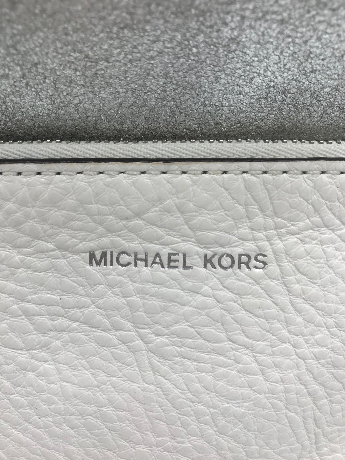 Michael Kors Leather Reversible Silver & White Large Tote