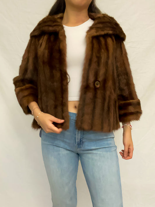 Vintage Mink Crop Fur Coat Size 10