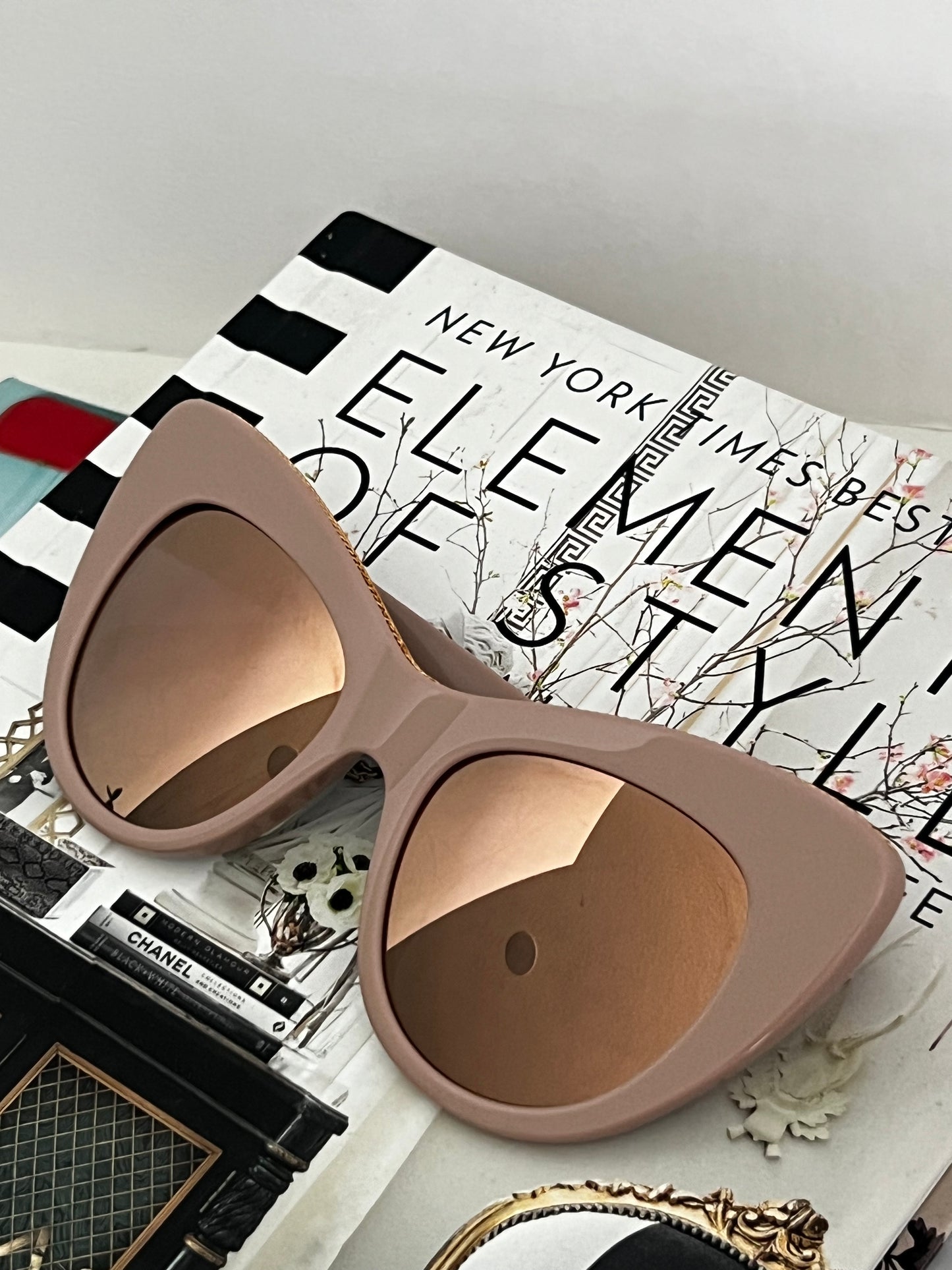 Stella Mccartney Pink Taupe Cateye Mirrored Sunglasses