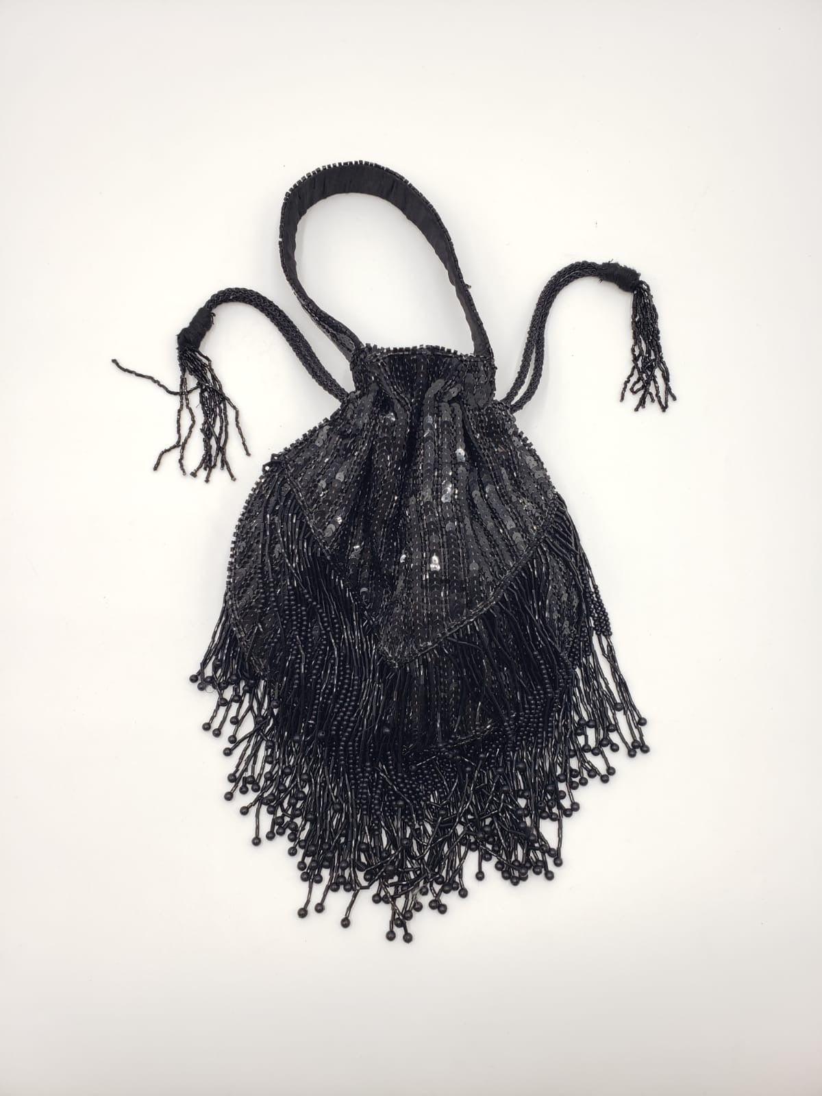 Vintage Black Fringe Sequin Bag