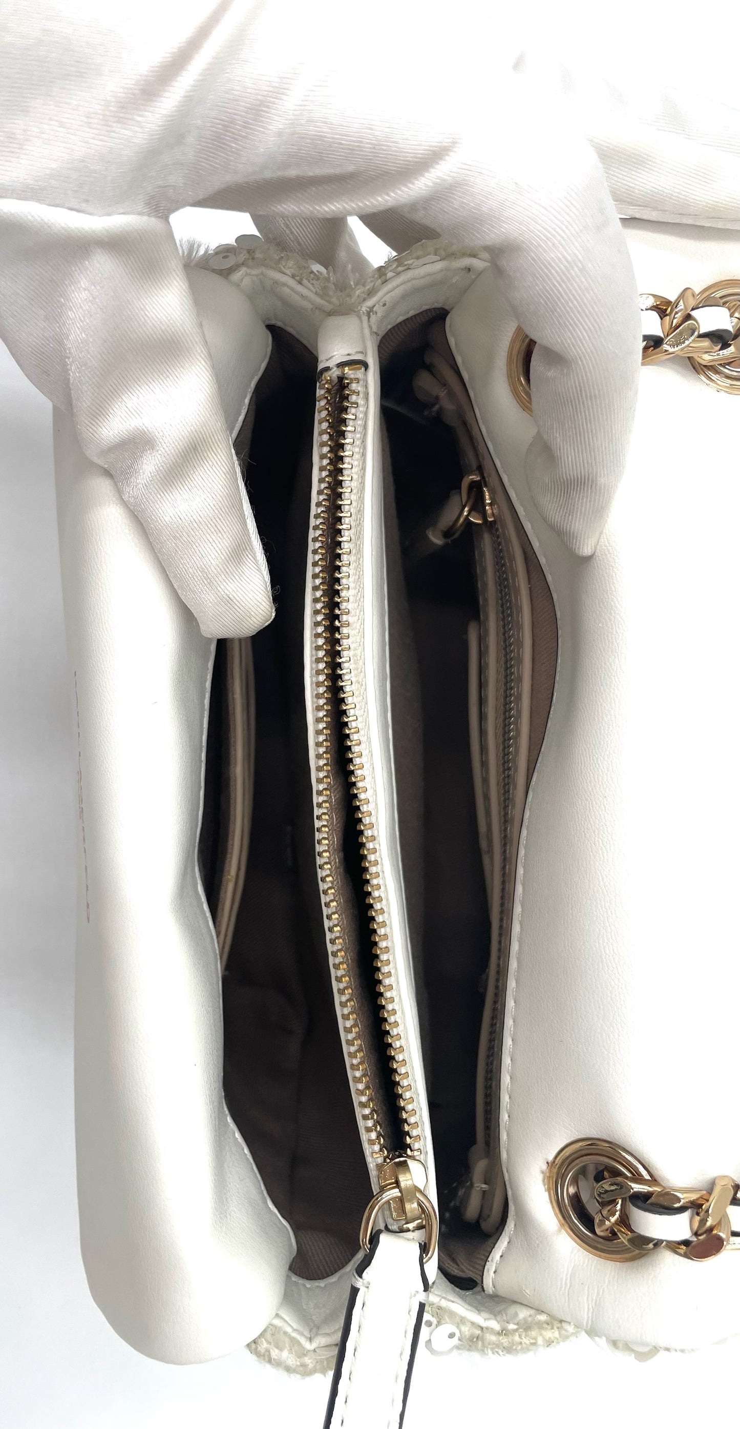Brand New Karl Lagerfeld Lafayette Cream Sequin Chain Bag