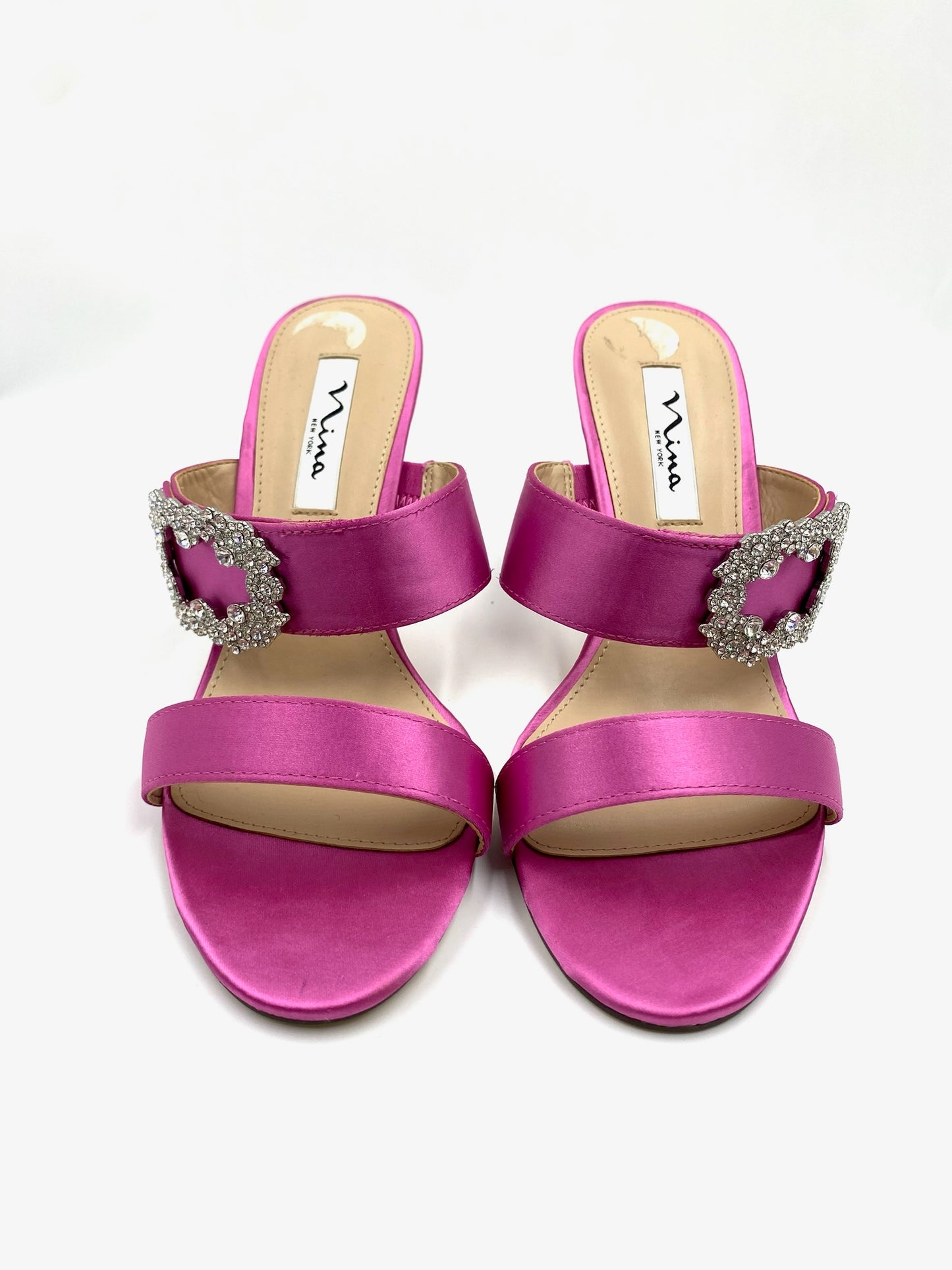 Mina Pink Rhinestone Strappy Heels Size 8.5