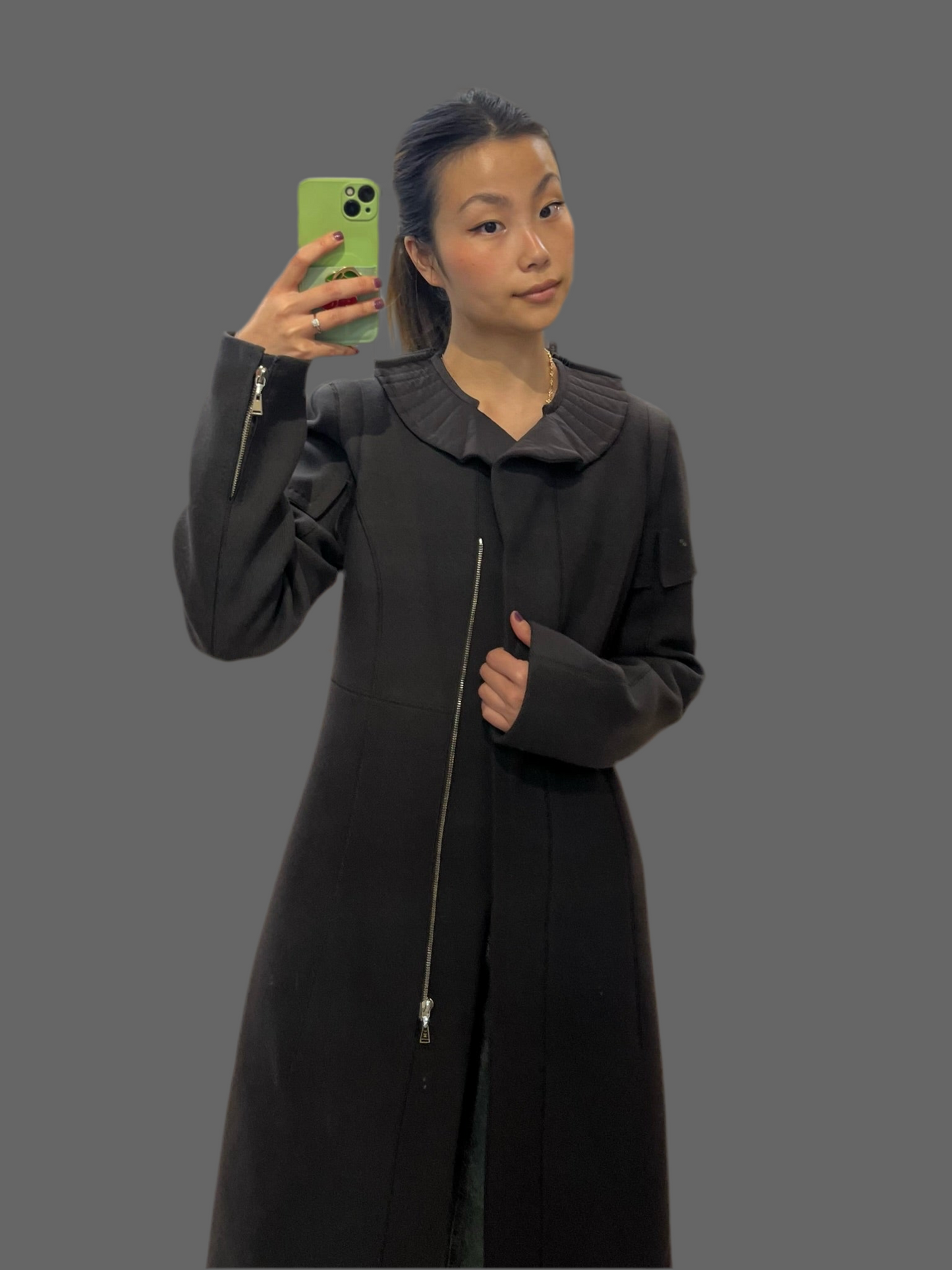 Louis Vuitton Olive Green Wool Coat Size 42