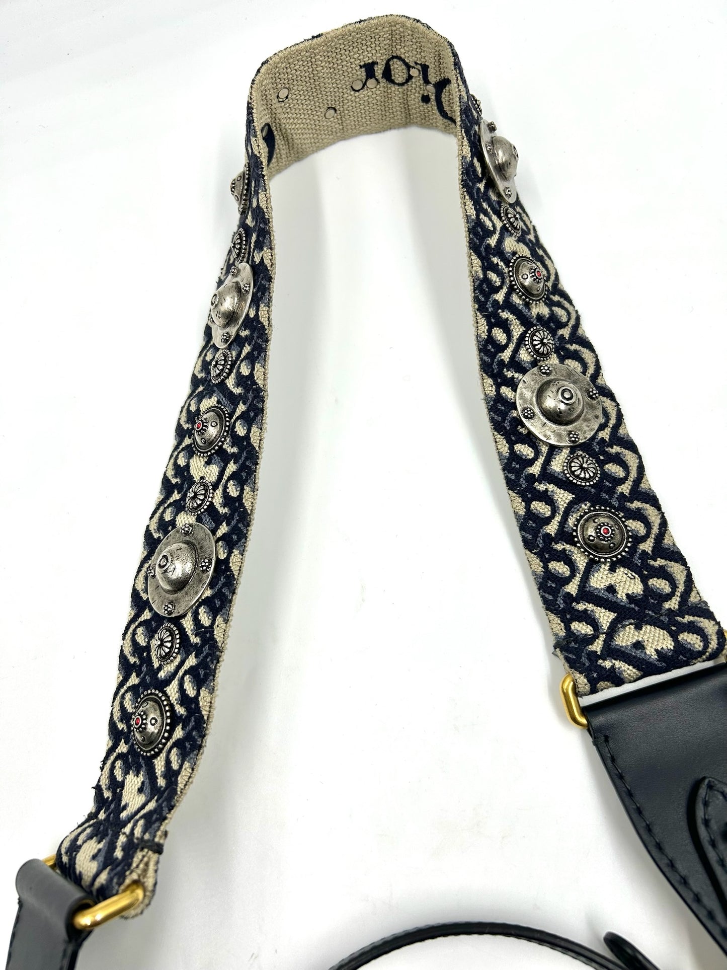 Christian Dior Oblique Mini Saddle Bag With Jacquard Strap