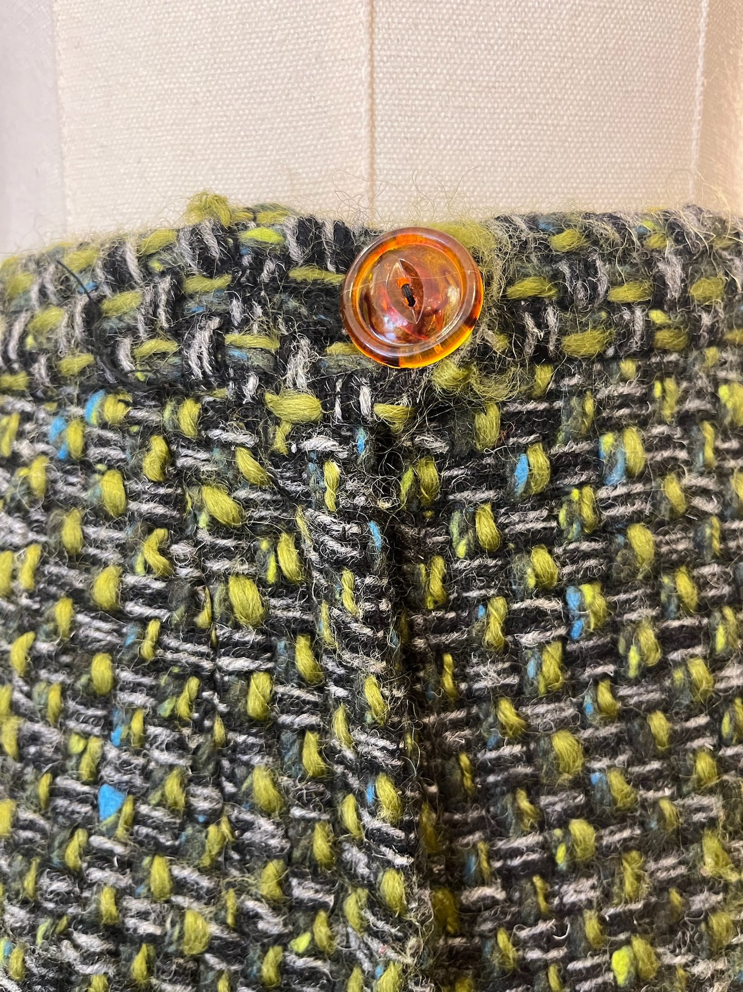 Vintage Green Tweed Wool Skirt Fits like XS