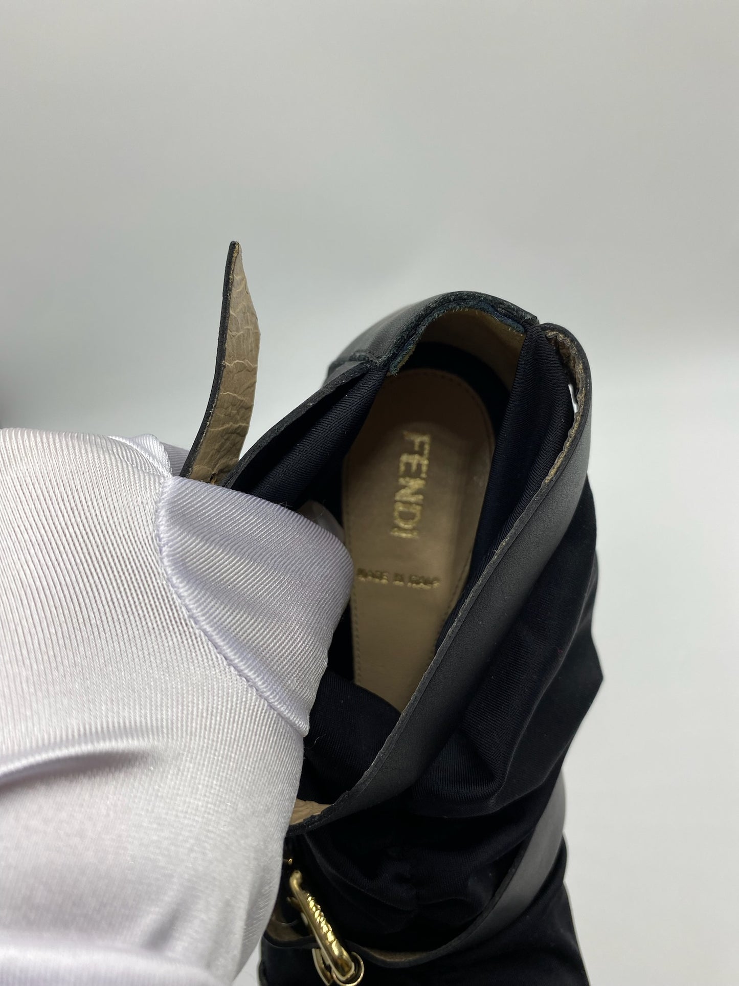 Fendi Black Satin Ankle Booties Size 38.5