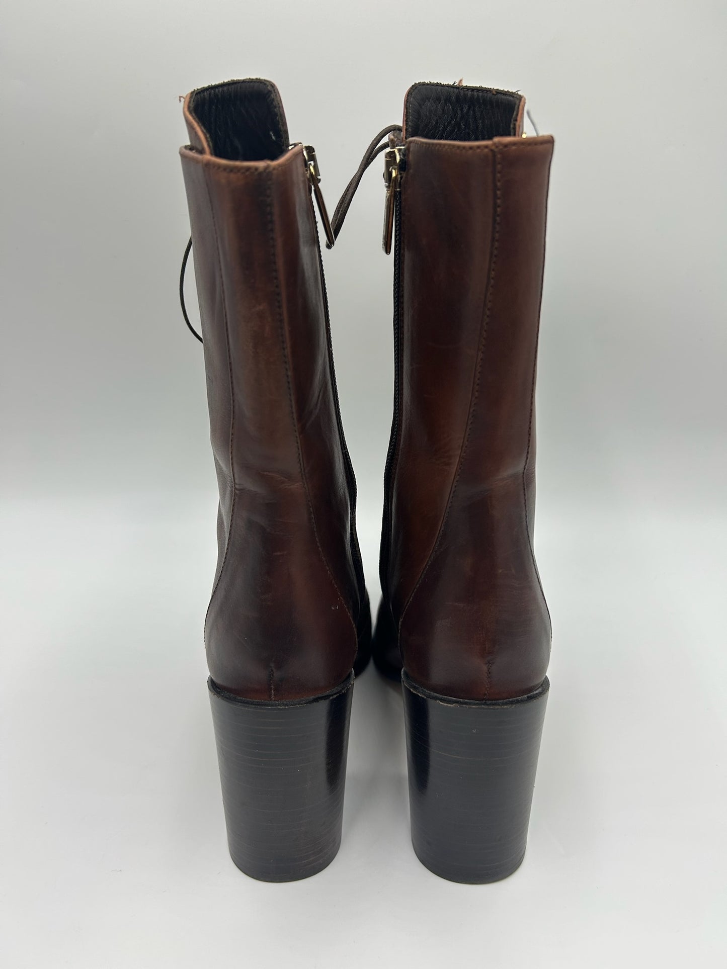 Capezzani Brown Leather Lace Up Boots Size 39