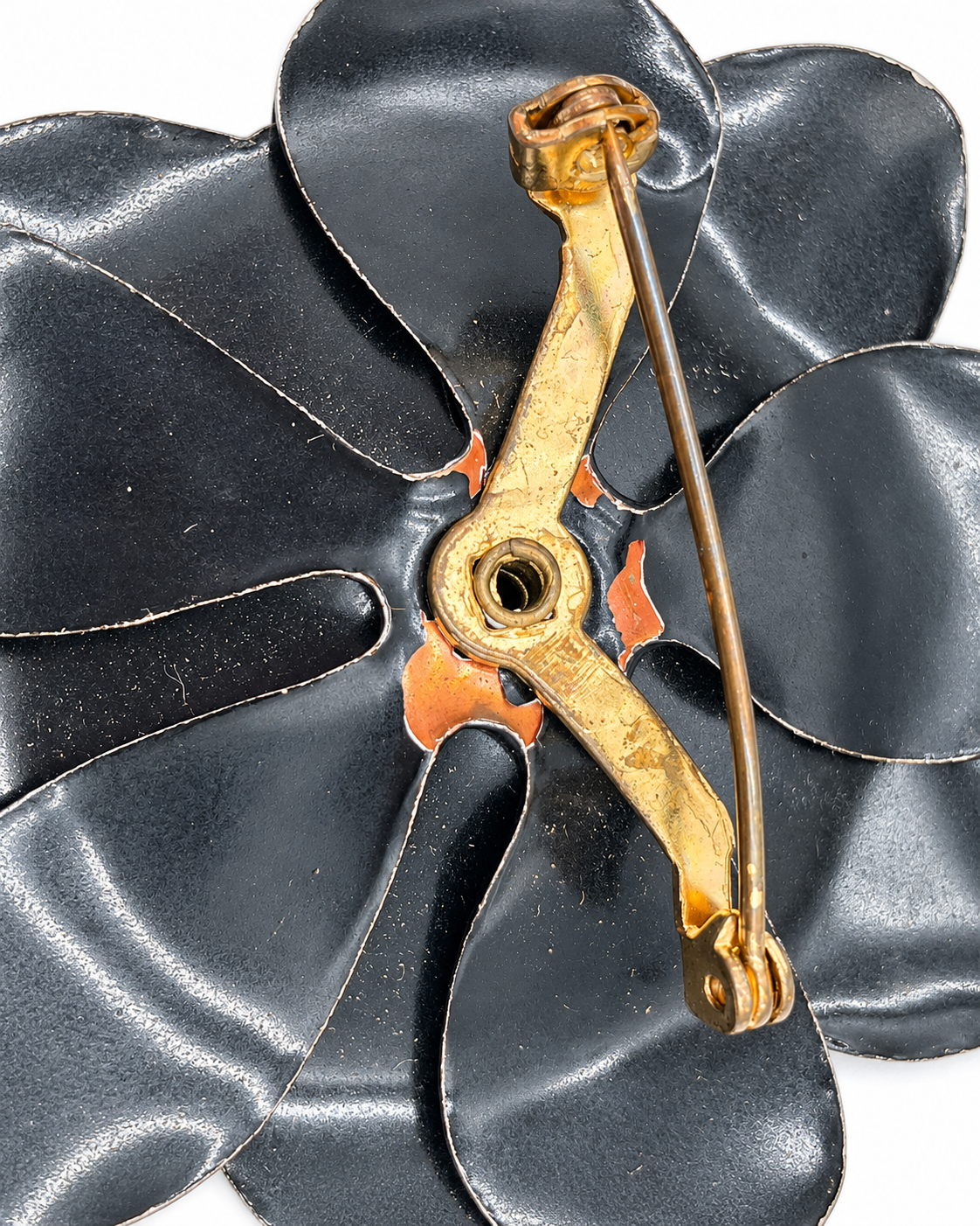 1960s Black Flower Statement Brooch