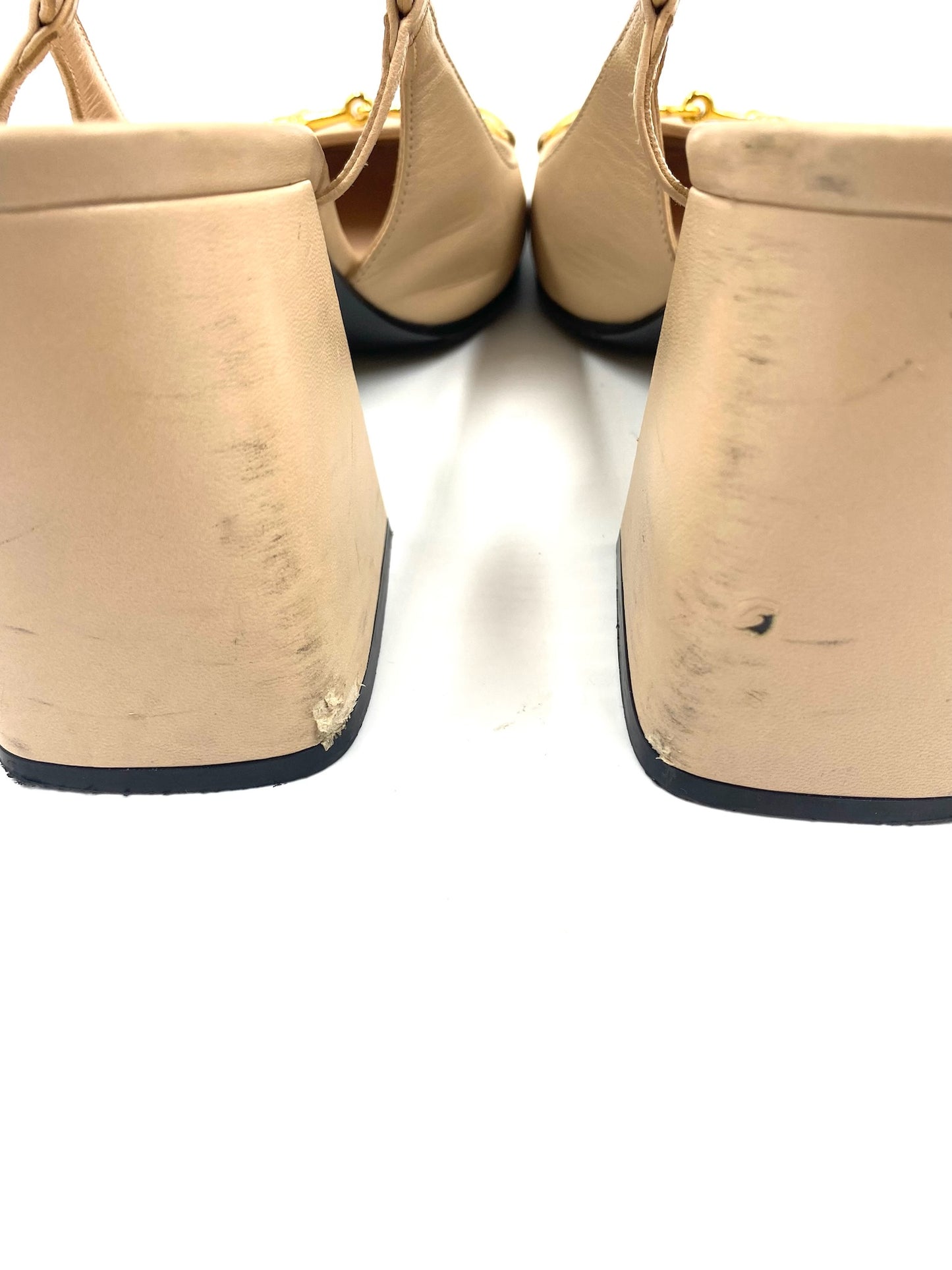 Gucci Biege Slingback Block Heels Size 39