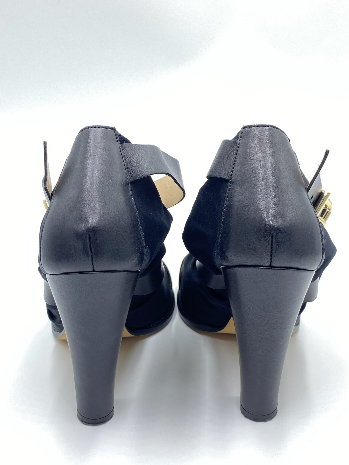 Fendi Black Satin Ankle Booties Size 38.5