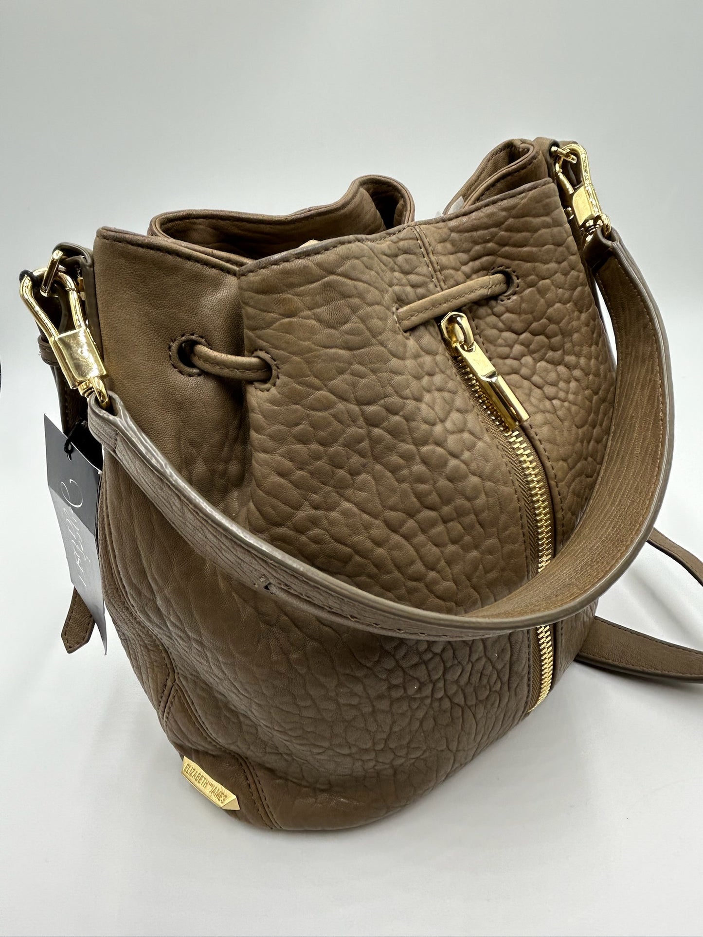 Elizabeth & James Taupe Leather Bucket Bag