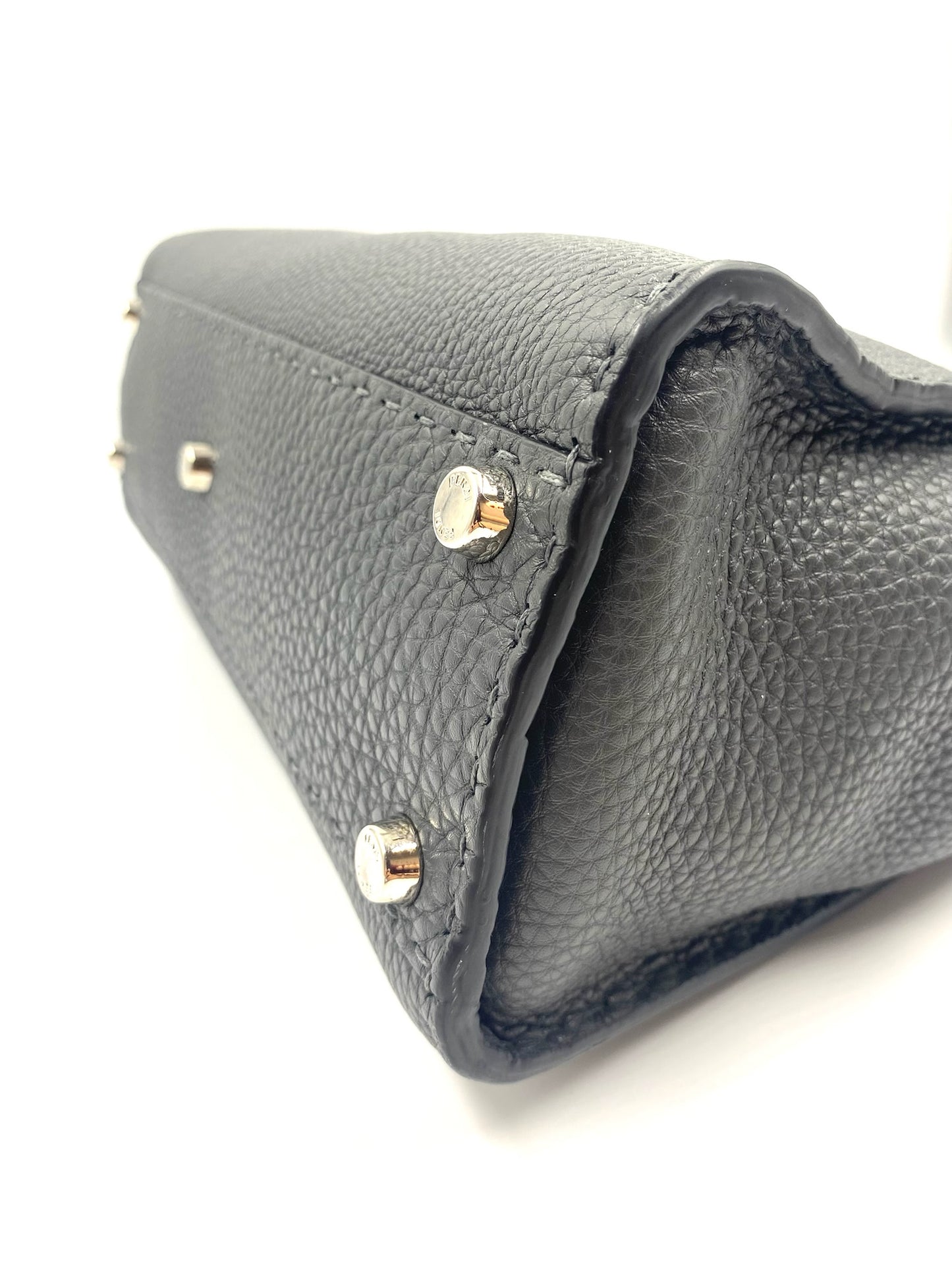 Fendi Grey Selleria Leather Peekaboo Shoulder Bag