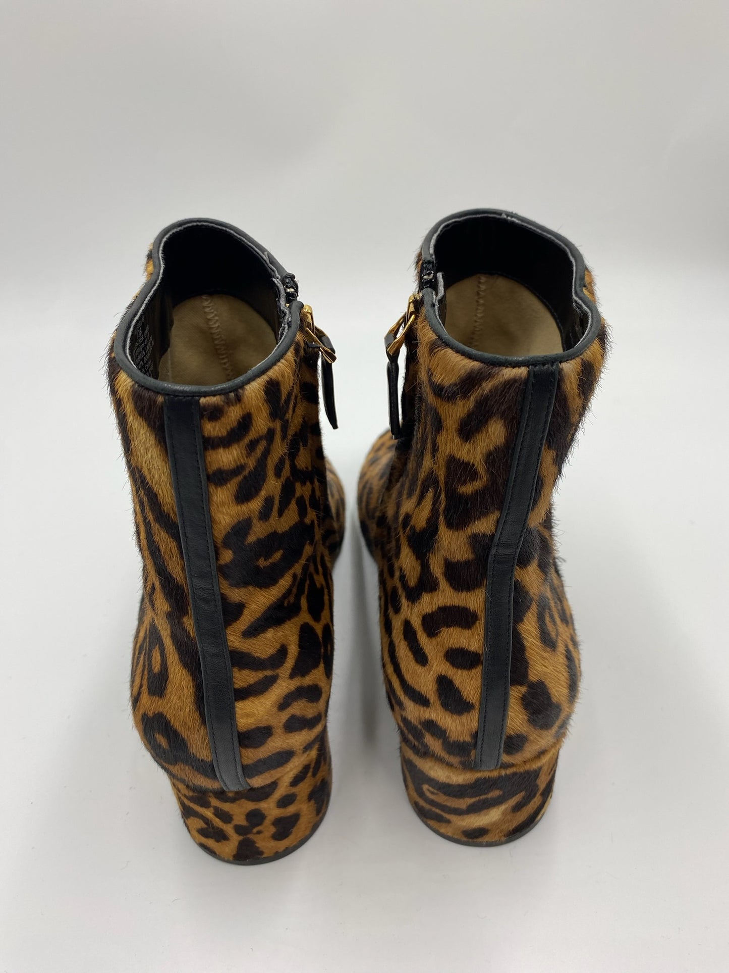 Ralph Lauren Leopard Print Mohair Ankle Boots Size 10B