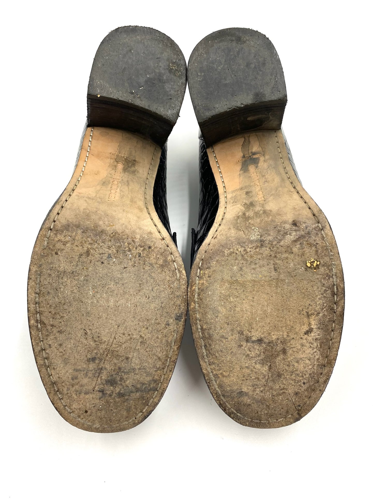 Veronica Beard Black Croc Embossed Loafers Size 8
