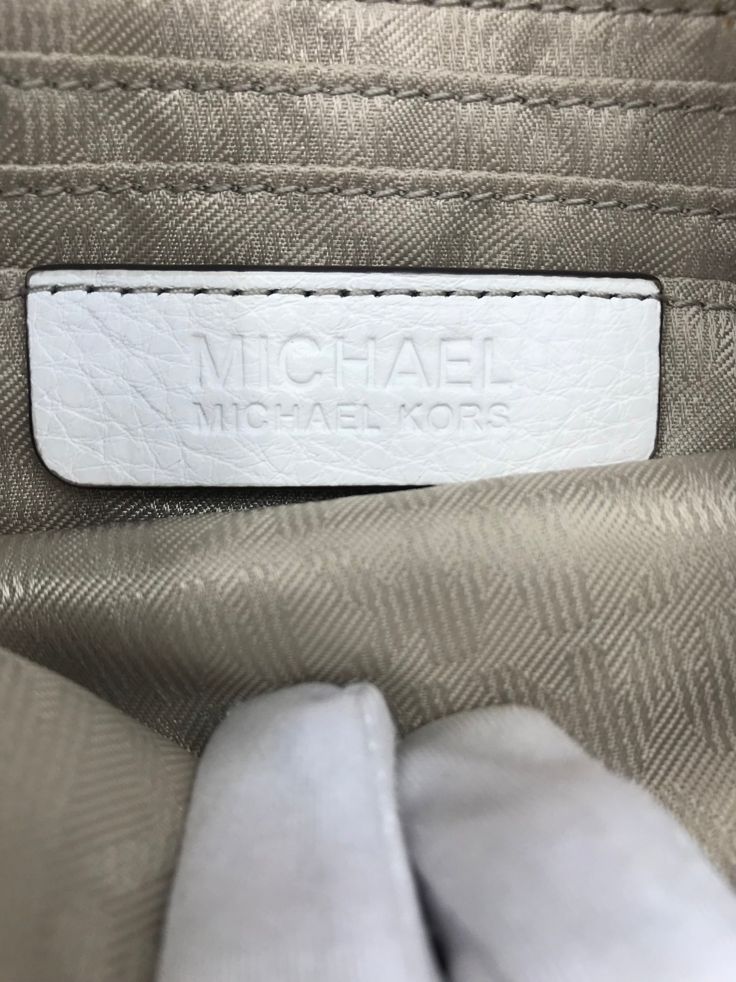 Michael Kors Leather Reversible Silver & White Large Tote