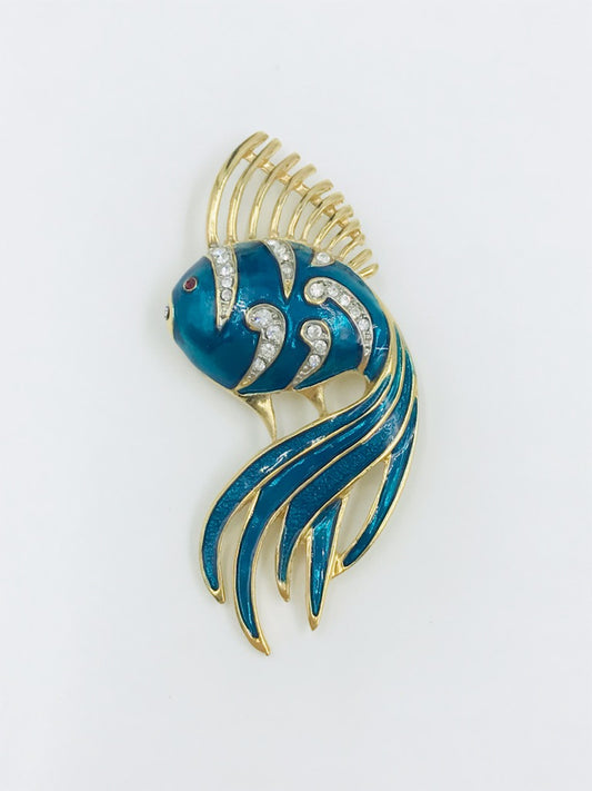 Vintage Fifth Ave Collection Blue Fish Brooch