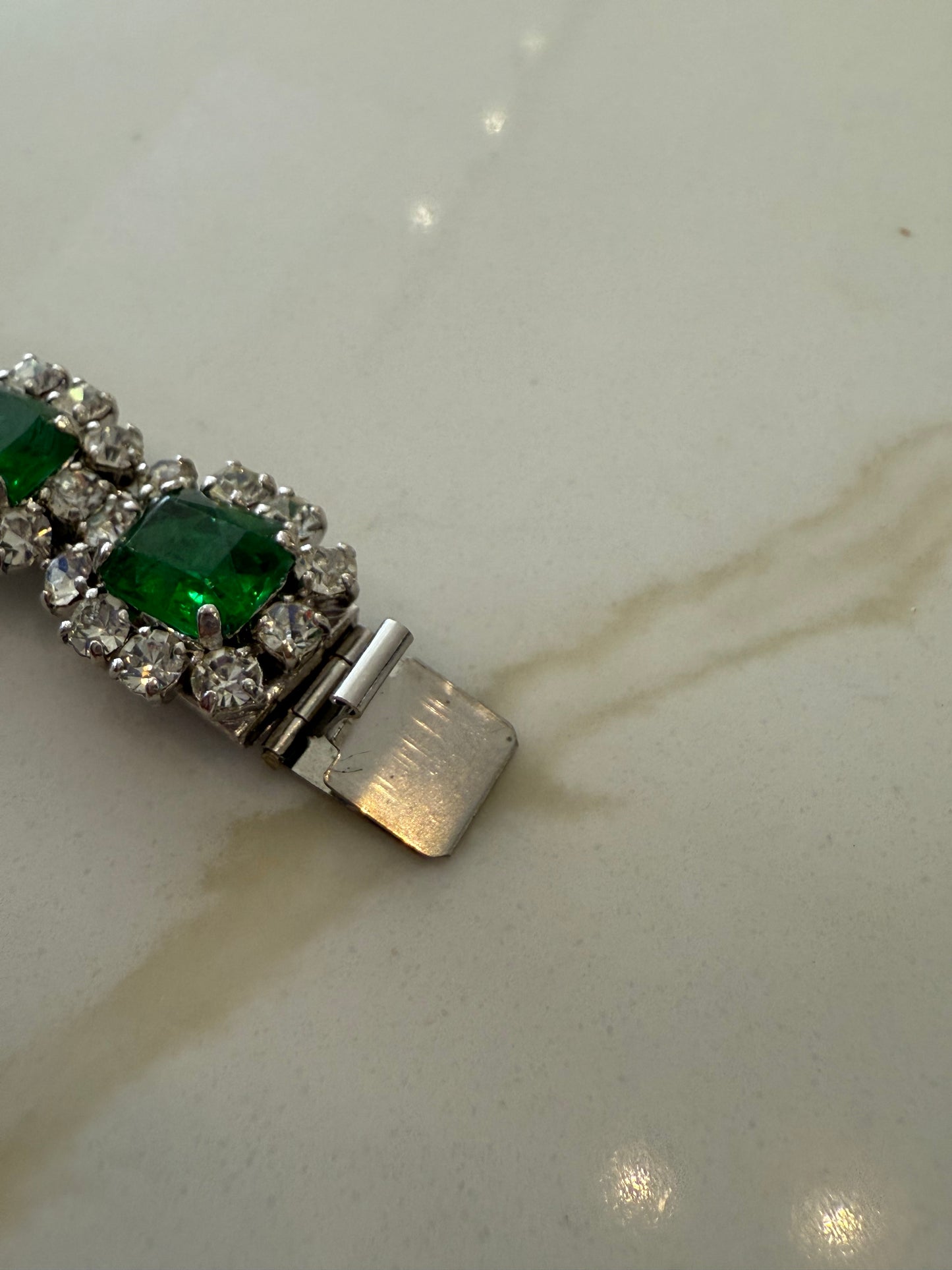 Rare Vintage 1973 Christian Dior Emerald Green & Glass Stone Necklace, Bracelet & Earring Set ( Collectible Piece)