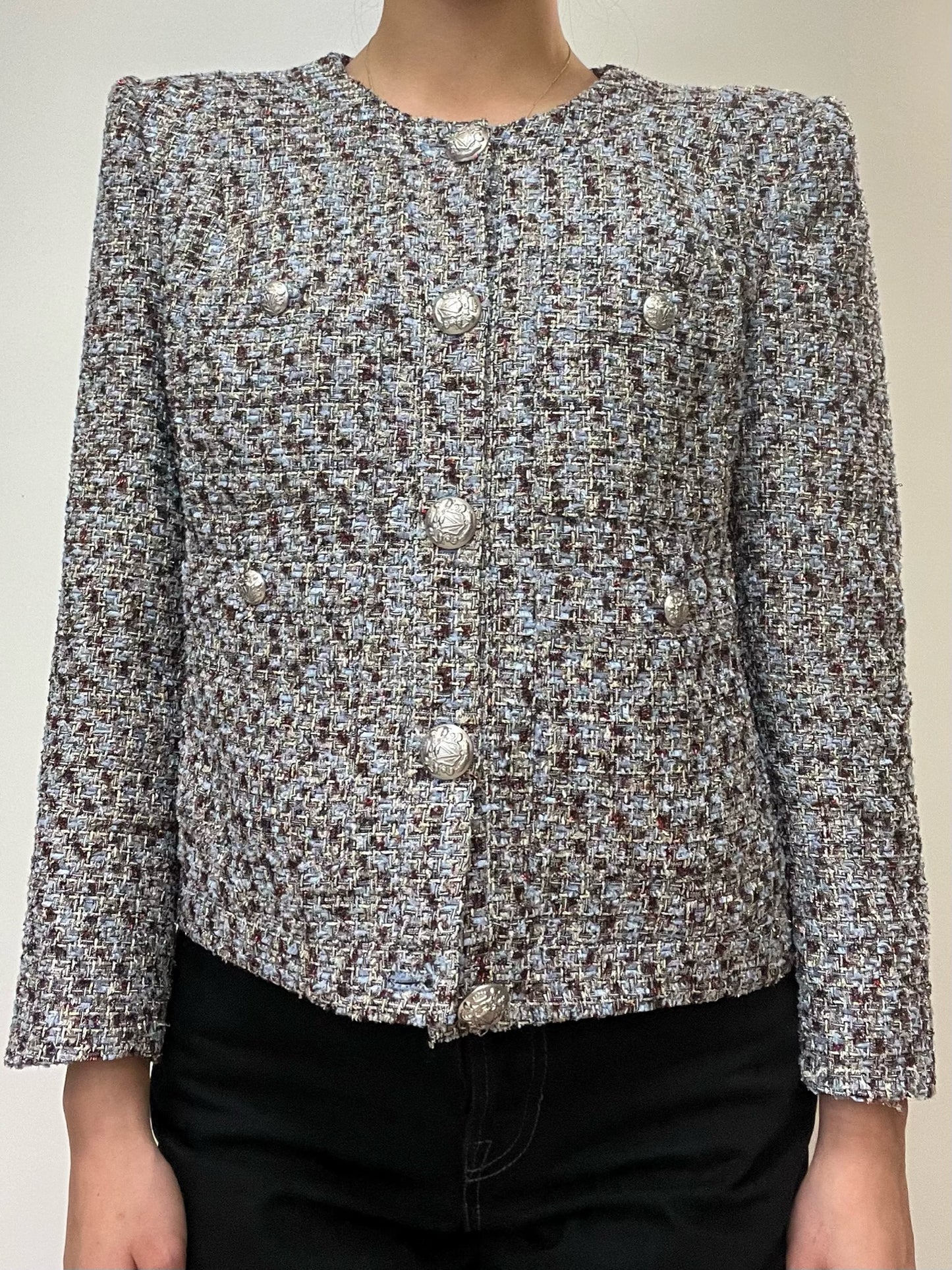 Veronica Beard Metallic Tweed Crop Blazer Size 4