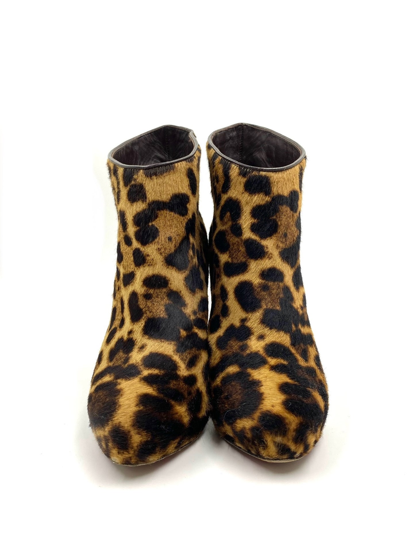 Christian Louboutin Leopard Mohair Ankle Boots Size 6.5