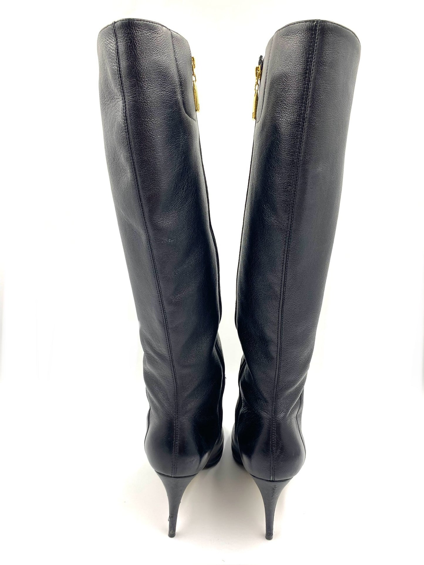 Luz Da Lua Black Leather Tall Boots Size 9