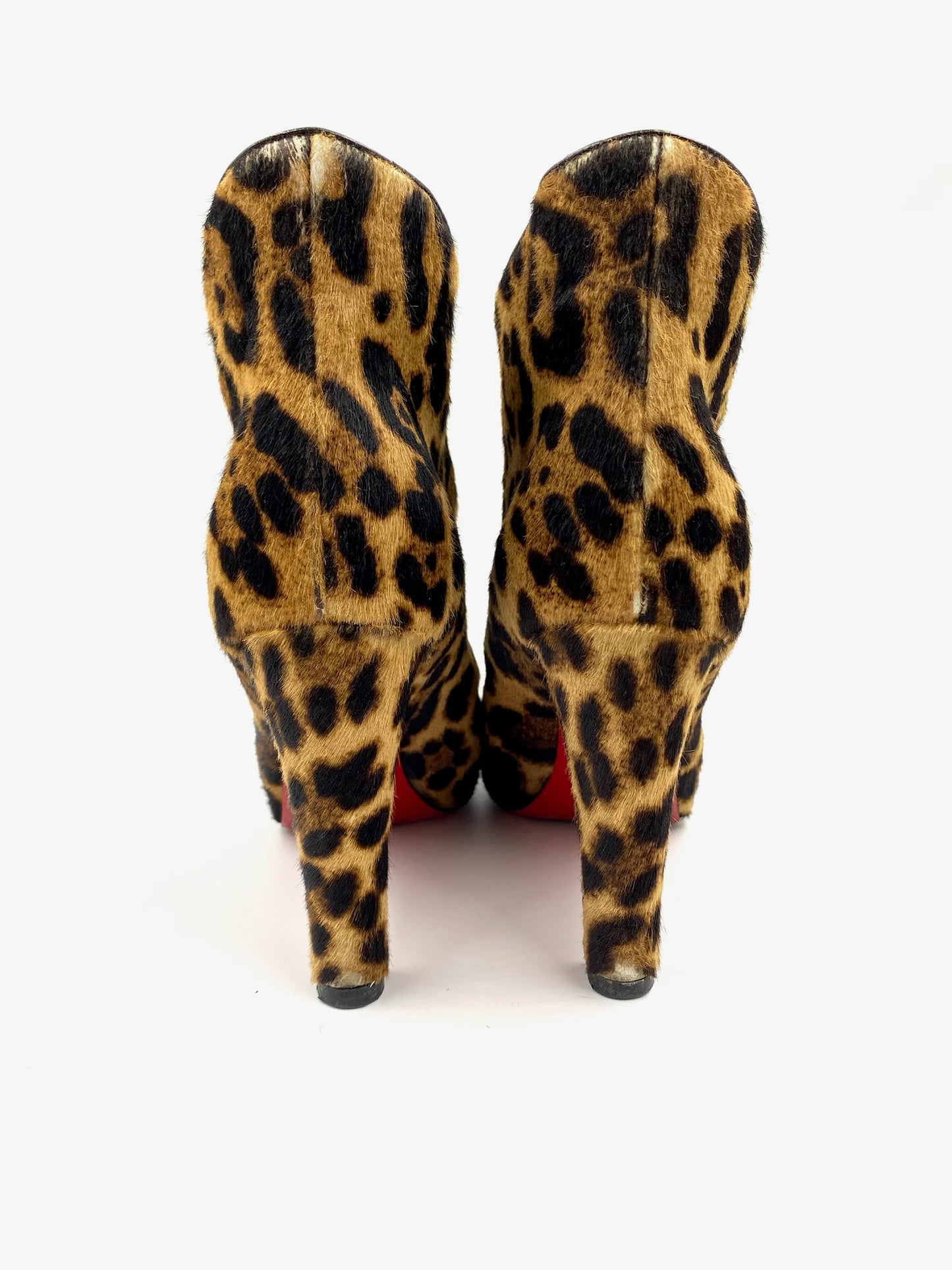 Christian Louboutin Leopard Mohair Ankle Boots Size 6.5