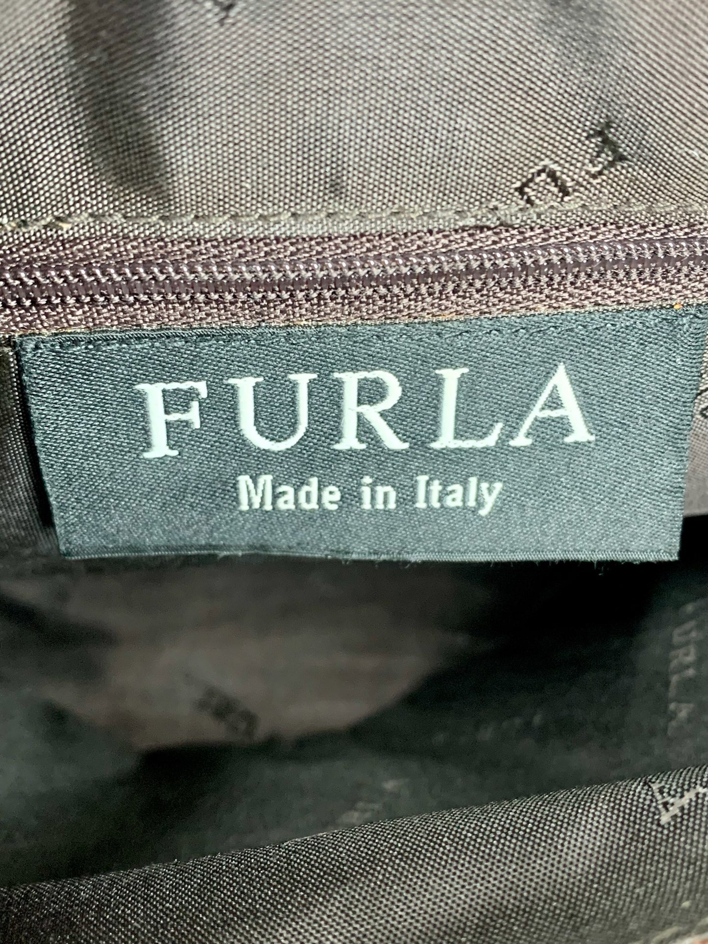 Furla Brown Leather Croc Embossed Shoulder Bag