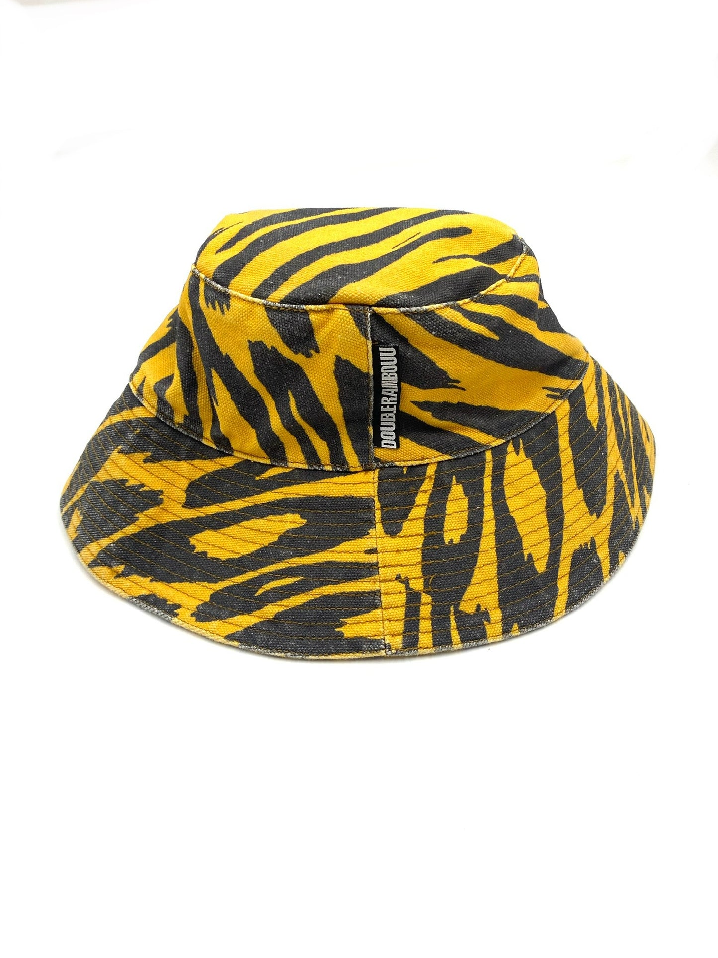 Double Rainbuu Yellow Animal Print Bucket Hat O/S