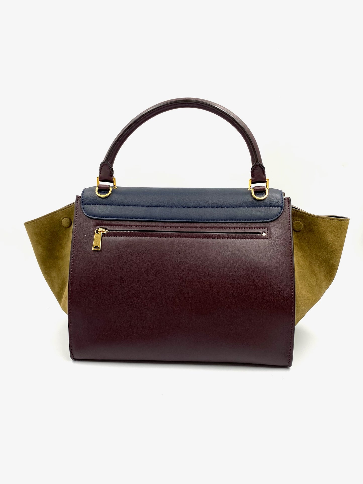 Celine Tri-Color Leather & Suede Medium Trapeze Bag