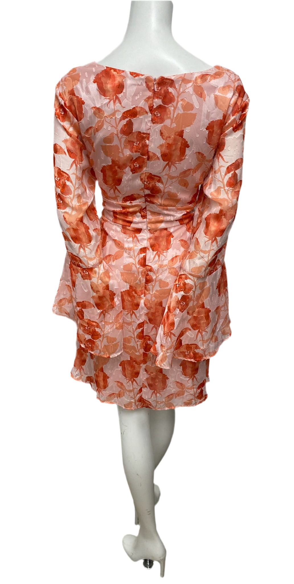 Hutch Orange Floral Bell Sleeve Dress Size 16W