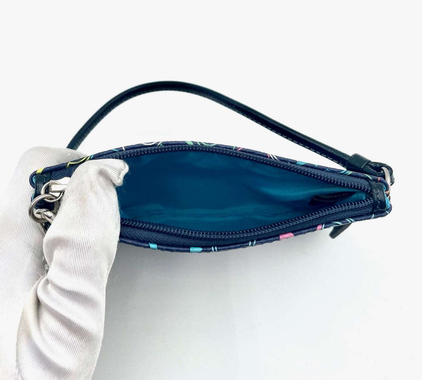 Coach Blue Multicolor Monogram Canvas Wristlet