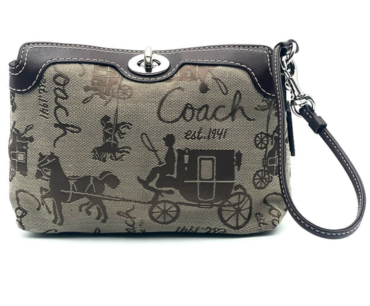 Vintage Coach Horse & Carriage Canvas Wristlet