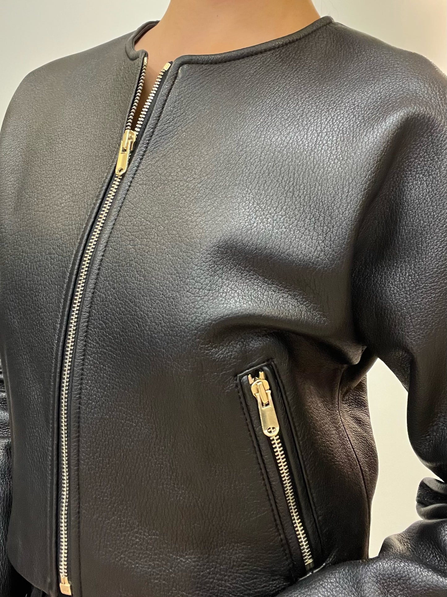 Club Monaco Collection Black Lamb Skin Leather Jacket Size XS